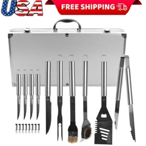 19 Piece Heavy Duty BBQ Set Outdoor W/Case Stainless Steel Dishwasher Safe Hot - Picture 1 of 5