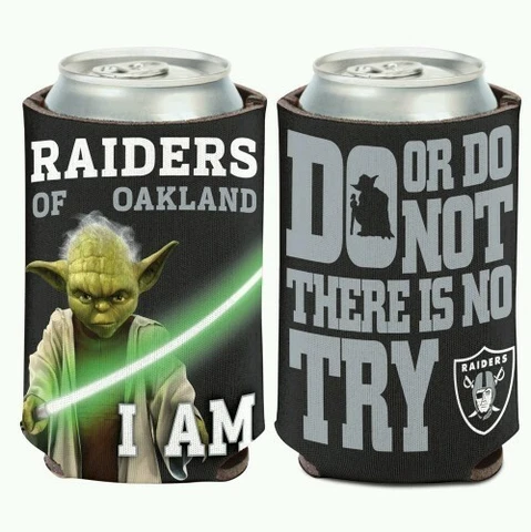 OAKLAND RAIDERS STAR WARS YODA SOFT FOAM CAN BOTTLE COOZIE COOLER HOLDER Cover