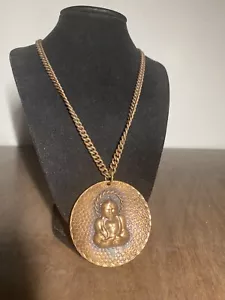Colgante y cadena Buda de cobre genuino grande vintage años 60-70 - Imagen 1 de 14