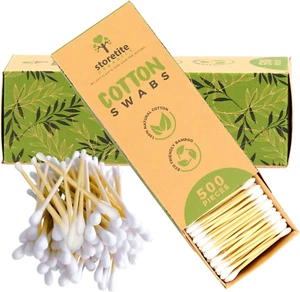 Organics, Biodegradable Bamboo Cotton Swabs - Buds for Ear Cleaning, Makeup, Pet - Picture 1 of 8