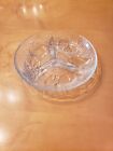 Serving Dish Vintage Etched Clear Glass 3 Way Divided Relish Fruit Decor Dish