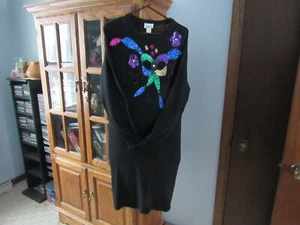   VINTAGE SCHWARZ PERLENPULLOVER KLEID * MED/ LG * SCHÖN* - Bild 1 von 5