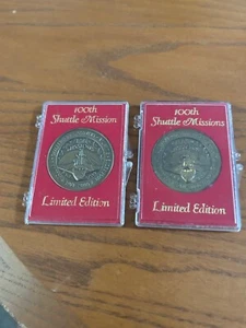 100th Shuttle Mission Gedenkmünze x2 - Limited Edition - Neuzustand - Bild 1 von 2