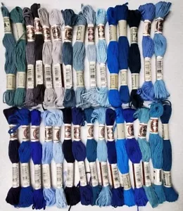 30 DMC Retors #4 Embroidery Floss Lot of 30 Different Colors GREYS & BLUES - Picture 1 of 5