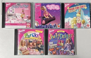 Barbie CD-ROM PC Games Lot Of 5- Magic Fairytales,Magic Genie Bottle, Etc - Picture 1 of 22