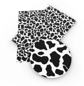Cow black and white FAUX LEATHER ROLL 12" x 55" LITCHI TEXTURE - Picture 1 of 1