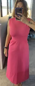vintage womens dress 60s Barbie Pink Tea Jackie O Minimalist Long Snatched M L - Picture 1 of 8