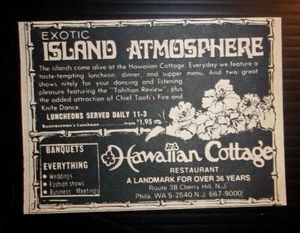 1976 Hawaiian Cottage Restaurant Advertisement Cherry Hill, NJ - Picture 1 of 1