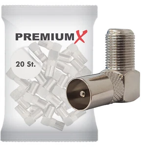 20x SAT Winkeladapter F-Buchse Koax Stecker Set 90° gewinkelt für Antennenkabel - Bild 1 von 3
