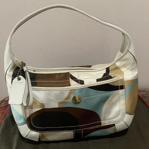 Coach Ergo Multi Color Signature Scarf Print Medium Hobo Shoulder Bag Purse - Picture 1 of 9