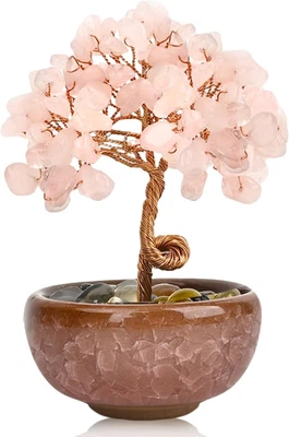 Albero Di Quarzo Rosa Fatto a Mano – Decorazione Energetica per Casa/Ufficio, Re - Immagine 1 di 4