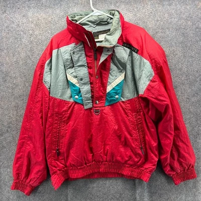 Vintage Descente Ski Jacket Mens Large Red Gray Teal 80s 90s Retro Windbreaker - Image 1 of 4
