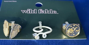 Wild Fable Damen großes Mädchen 3 Ringe Set, goldfarben & weiß, verschiedene Größen 5,6,7 - Bild 1 von 5