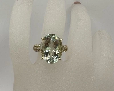 Anillo de cuarzo y diamantes LIMÓN sólido de oro Y/14k 9,03 t.w S # 5,75 (TIENDA CERRADA) Foto 1 de 4