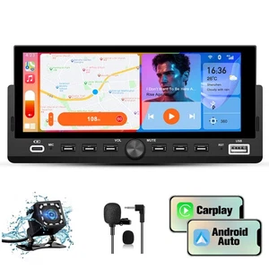 6,8'' IPS Kabellos CarPlay 1 DIN Autoradio USB-C FM KAM Touchscreen Bluetooth5.2 - Bild 1 von 12