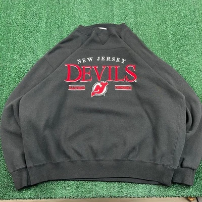 Vintage Lee Sport New Jersey Devils NHL Hockey Sweatshirt Mens Large Black 90s - Image 1 of 4