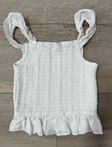 EUC Art Class Girls' Tank Top Size Large 10/12 Smocked Stretch Eyelet White - Picture 1 of 5