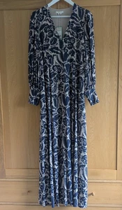 Boden Empire Line Maxi Dress Navy / Dark Cream Size 12 - Picture 1 of 17