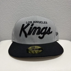 New Era NHL Los Angeles Kings Hockey Script Fitted Hat Cap Size 7 5/8 - Picture 1 of 6