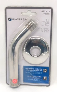 Chrome Finish Glacier Bay Shower Arm 6" 663 433 Flange shower - Picture 1 of 5