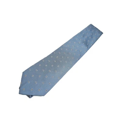 Corbata BATTISTONI Paisley Azul Claro Amarillo Blanco Geométrica Tejida Seda Hecha en Italia Foto 1 de 4