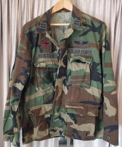 Camisa corta BDU mediana militar camuflaje combate bosque cirujano de vuelo de la USAF años 80 - Imagen 1 de 12