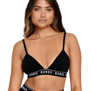Bonds Womens Organics Triangle Bra Black 16 - Picture 1 of 5