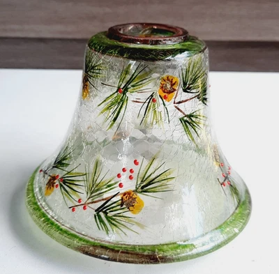 Yankee Candle Medium Jar Shade Topper Crackle Glass Green Pine Needle Decor - Image 1 of 4