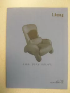 Replacement iJoy 105 Massage Chair Recliner Instruction Manual Book Part 2304808 - Picture 1 of 1
