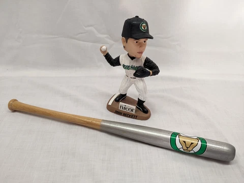 Kane County Cougars Josh Beckett Bobble Head & Mini Bat Wood 18" Baseball Cover