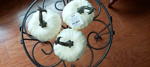 Lot of 3 New White Pumpkins, 4” x 4"   Foam Halloween Table Decor etc. NEW - Picture 1 of 4