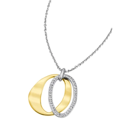 Collana Donna Lotus Style LS1672/1/2 In Acciaio Con Pendente Ovale E Strass - Immagine 1 di 2