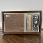 Vintage 1972 Sony ICF-9550W FM/AM 2-pasmowy stołowy tuner radiowy drewniana szafka rzadki