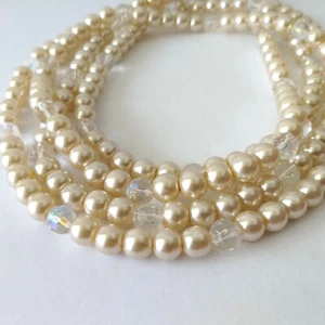 Opera Length Champagne Glass Pearl Beaded Necklace Continuous Strand 56 inch - Picture 1 of 11