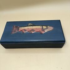 Wooden Trinket Box With Rainbow Trout 9 X4”