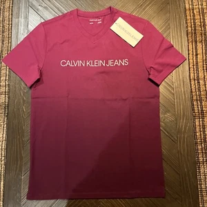 Calvin Klein Ck Jeans V-Neck Purple Fade T-shirt Men’s Logo XS - Picture 1 of 4