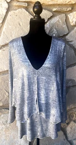 Kay Celine Tunika Top L Silber Metallic Lagenlook Lagenlook Top Zustand - Bild 1 von 13