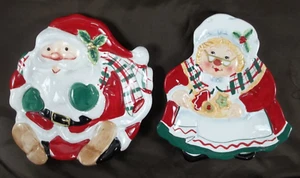 Gift Gallery Fitz and Floyd Santa and Mrs. Claus Serving Display Plates 9.5" x 6 - Picture 1 of 8