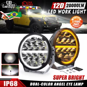 2PCS 6.5" Round LED Offroad Work Lights Combo Beam White DRL Amber Turn Signal - Picture 1 of 13