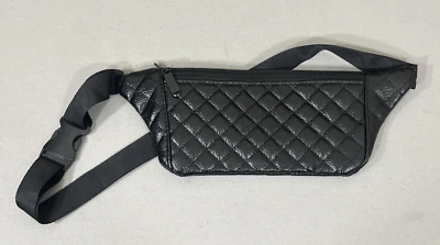 Fashion Nova Black Quilted Adjustable Small Fanny Pack Belt Bag - Image 1 of 4