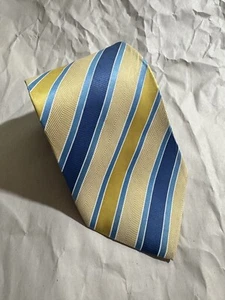 FRANGI Yellow/Blue Striped 100% Silk Necktie Made in Italy 58"x3.5" - Picture 1 of 7