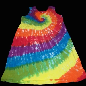 Tie Dye Woman's Tank Top Sun Dress 3XL Rainbow Spiral Tye Dyed 3X XXXL Hippie - Picture 1 of 2