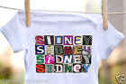 Sidney Baby Bodysuit In Sign Letter Photos - 100% Cotton & Short Sleeve
