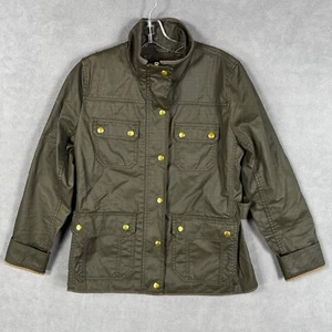 J.Crew Waxed Jacket Women's Small Green Cotton Downtown Military Field Jacket - Picture 1 of 12