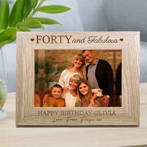 Personalised 40th Birthday Photo Frame Wooden Keepsake Gift Engraved Custom - Picture 1 of 6
