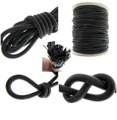 Bungee Elastic Shock Cord - A Black Round Strong Elastic - 4mm 5mm 6mm 8mm 10mm - Image 1 of 4