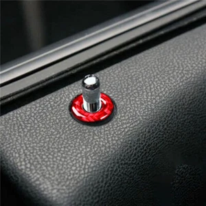 Red Carbon Fiber Interior Door Lock Pins Cover Trim For Dodge Charger 2015-2022 - Picture 1 of 9