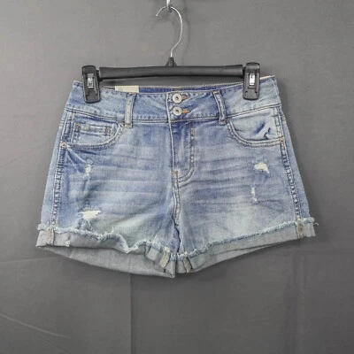 American Rag Womens Jean Shorts Juniors 1 Blue Cuffed Cutoff Hem Y2K NEW - Image 1 of 4