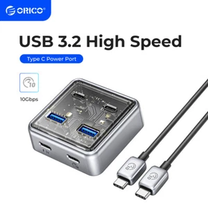 ORICO 4 Port USB 3.2 Hub Splitter 2 USB C 10Gbps High Speed For Macbook Mac - Picture 1 of 12