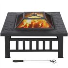 Fire Pits for Garden Square Fire pit For Barbecue,Heating,Cooling Drinks w/Cover